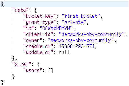 创建bucket的返回结果